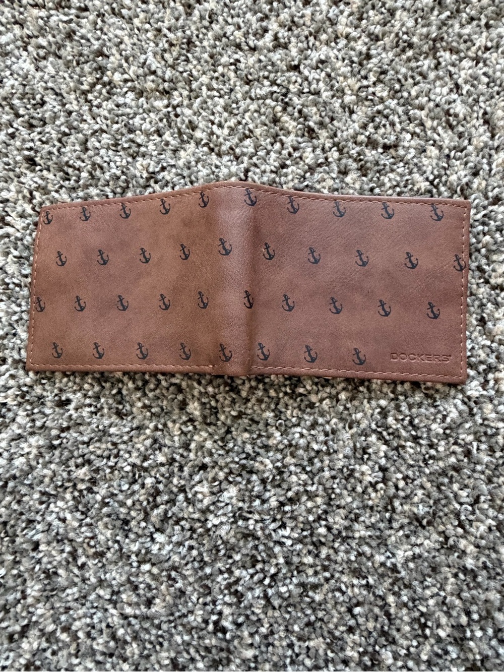 Dockers Brown Leather Money Clip with Anchor Print